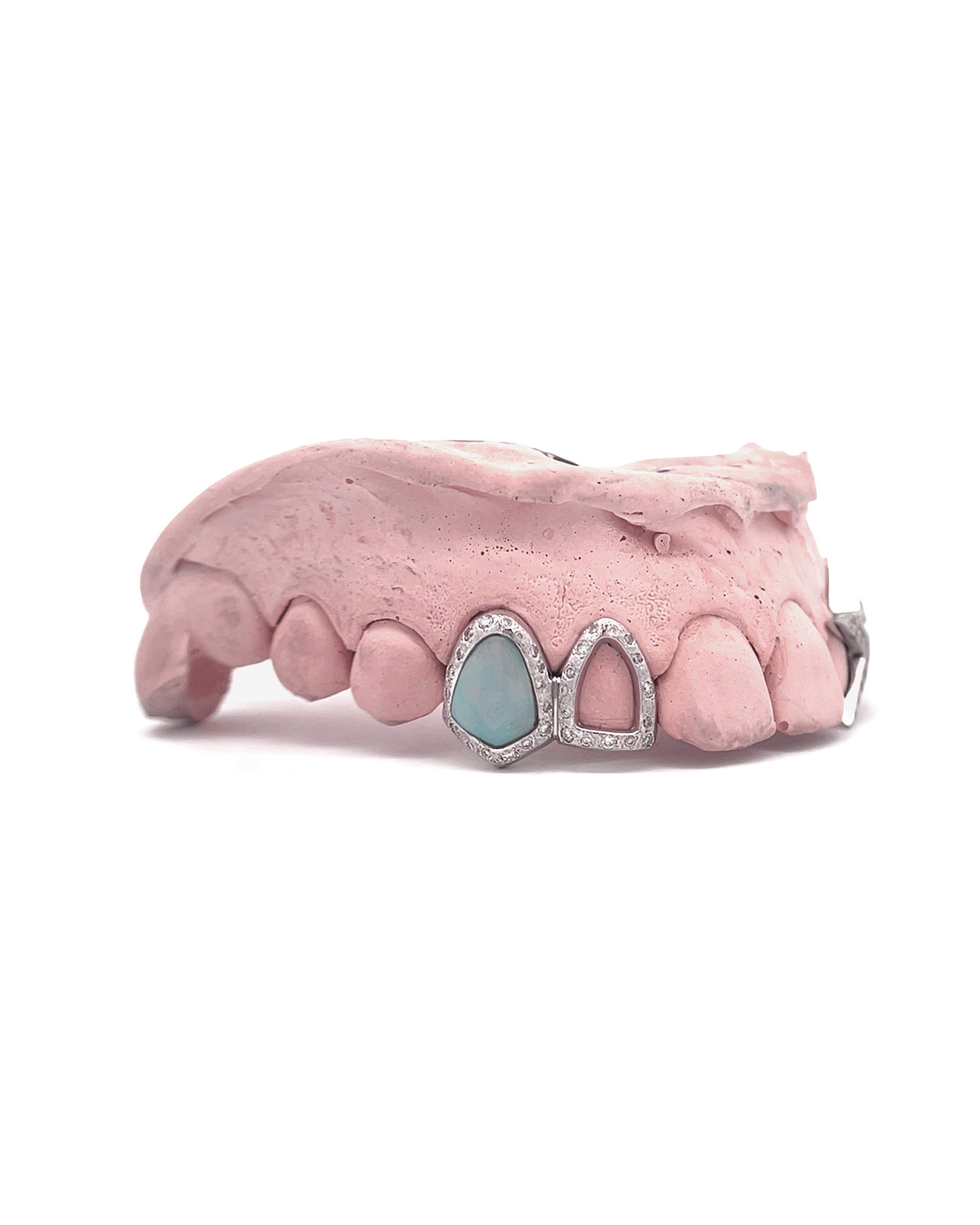 Baby Blue Opal Inlay With Sprinkled Diamonds